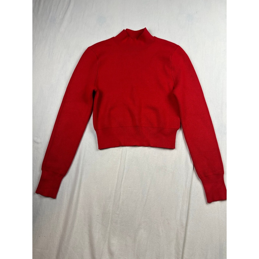 Abercrombie & Fitch Womens Red Mock Neck Cropped Long Sleeve Sweater Small